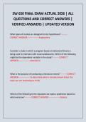 SW 650 FINAL EXAM ACTUAL 2026 &vert; ALL QUESTIONS AND CORRECT ANSWERS &vert; VERIFIED ANSWERS &vert; UPDATED VERSION