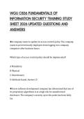 WGU C836 FUNDAMENTALS OF INFORMATION SECURITY TRAINING STUDY SHEET 2026 UPDATED QUESTIONS AND ANSWERS