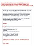 Elevator Mechanic Actual Exam  Complete Questions And  Correct Answers &lpar;Verified Answers&rpar; Already Graded A&plus; &vert;&vert;  Guaranteed Success&excl;&excl; Newest Exam &vert; Just Released&excl;&excl; 2026 -2027 