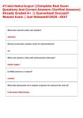 ATI Adult Medical Surgical &vert;&vert;Complete Real Exam  Questions And Correct Answers &lpar;Verified Answers&rpar;  Already Graded A&plus; &vert;&vert; Guaranteed Success&excl;&excl;  Newest Exam &vert; Just Released&excl;&excl;2026 -2027  