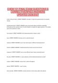 CHEM 121 FINAL EXAM QUESTIONS & CORRECT&sol;VERIFIED ANSWERS UPDATED 2026&sol;2027