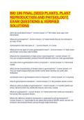 BIO 106 FINAL &lpar;SEED PLANTS&comma; PLANT REPRODUCTION AND PHYSIOLOGY&rpar; EXAM QUESTIONS & VERIFIED SOLUTIONS