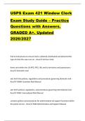 USPS Exam 421 Window Clerk  Exam Study Guide &ndash; Practice  Questions with Answers&period;  GRADED A&plus;&period; Updated  2026&sol;2027 