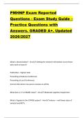 PMHNP Exam Reported  Questions - Exam Study Guide &ndash;  Practice Questions with  Answers&period; GRADED A&plus;&period; Updated  2026&sol;2027 