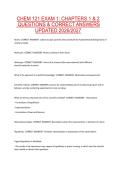 CHEM 121 EXAM 1&colon; CHAPTERS 1 & 2  QUESTIONS & CORRECT ANSWERS UPDATED 2026&sol;2027