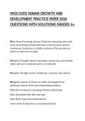 WGU D202 HUMAN GROWTH AND DEVELOPMENT PRACTICE PAPER 2026 QUESTIONS WITH SOLUTIONS GRADED A&plus;