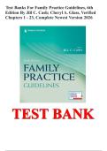TEST BANKS For Family Practice Guidelines&comma; 6th Edition by Jill C&period; Cash&semi; Cheryl A&period; Glass&comma; Verified Chapters 1 - 23&comma; Complete Newest Version