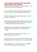 Lead Inspector Study Guide Questions and Answers 2026 Update
