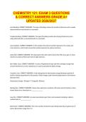 CHEMISTRY 121&colon; EXAM 3 QUESTIONS  & CORRECT ANSWERS GRADE A&plus; UPDATED 2026&sol;2027