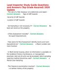 Lead Inspector Study Guide Questions and Answers &lpar;Top Grade Assured&rpar; 2026 Update&period;