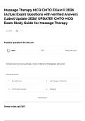  Massage Therapy MCQ CMTO EXAM  &vert;&vert; 2026 &lpar;Actual Exam&rpar; Questions with verified Answers &lpar;Latest Update 2026&rpar; UPDATE&excl;&excl;   CMTO MCQ Exam Study Guide for Massage Therapy