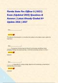 Florida State Fire Officer Ii &lpar;10&sol;21&rpar; Exam &lpar;Updated 2025&rpar; Questions & Answers &vert; Latest Already Graded A&plus; Update 2026 &vert; 2027    