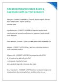 Advanced Neuroscience Exam 1 questions with correct answers