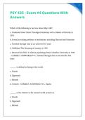 PSY 435 - Exam -4 Questions With Answers