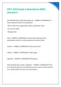 PSY 435 Exam 4 Questions With Answers