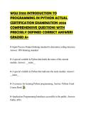 WGU D335 INTRODUCTION TO PROGRAMMING IN PYTHON ACTUAL CERTIFICATION EXAMINATION 2026 COMPREHENSIVE QUESTIONS WITH PRECISELY DEFINED CORRECT ANSWERS GRADED A&plus;