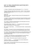 MAT 101 FINAL EXAM REVIEW QUESTIONS WITH ACCURATE ANSWERS