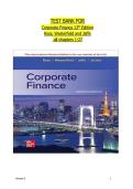 Corporate Finance 13th Edition Test Bank &ndash; All Chapters 1&ndash;27 &lpar;Ross&comma; Westerfield & Jaffe&rpar;