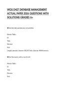 WGU D427 DATABASE MANAGEMENT ACTUAL PAPER 2026 QUESTIONS WITH SOLUTIONS GRADED A&plus;