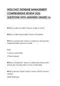 WGU D427 DATABASE MANAGEMENT COMPREHENSIVE REVIEW 2026 QUESTIONS WITH ANSWERS GRADED A&plus;