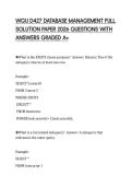 WGU D427 DATABASE MANAGEMENT FULL SOLUTION PAPER 2026 QUESTIONS WITH ANSWERS GRADED A&plus;