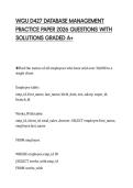 WGU D427 DATABASE MANAGEMENT PRACTICE PAPER 2026 QUESTIONS WITH SOLUTIONS GRADED A&plus;