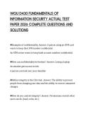 WGU D430 FUNDAMENTALS OF INFORMATION SECURITY ACTUAL TEST PAPER 2026 COMPLETE QUESTIONS AND SOLUTIONS