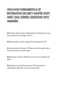 WGU D430 FUNDAMENTALS OF INFORMATION SECURITY MASTER STUDY SHEET 2026 VERIFIED QUESTIONS WITH ANSWERS