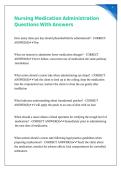 Nursing Medication Administration Questions With Answers