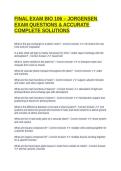 FINAL EXAM BIO 106 &ndash; JORGENSEN EXAM QUESTIONS & ACCURATE COMPLETE SOLUTIONS