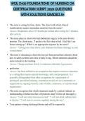 WGU D439 FOUNDATIONS OF NURSING OA CERTIFICATION SCRIPT 2026 QUESTIONS WITH SOLUTIONS GRADED A&plus;