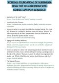 WGU D439 FOUNDATIONS OF NURSING OA FINAL TEST 2026 QUESTIONS WITH CORRECT ANSWERS GRADED A&plus;