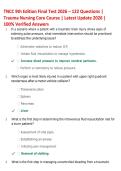 TNCC 9th Edition Final Test 2026 &ndash; 122 Questions &vert;  Trauma Nursing Core Course &vert; Latest Update 2026 &vert;  100&percnt; Verified Answers