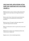 WGU D465 DATA APPLICATIONS ACTUAL PAPER 2026 QUESTIONS WITH SOLUTIONS GRADED A&plus;