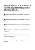 WGU D491 INTRODUCTION TO ANALYTICS PRACTICE PAPER 2026 QUESTIONS WITH SOLUTIONS GRADED A&plus;