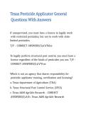Texas Pesticide Applicator General Questions With Answers 