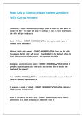 Texas Law of Contracts Exam Review Questions With Correct Answers&period;