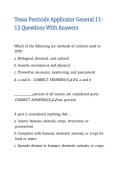 Texas Pesticide Applicator General 11-13 Questions With Answers