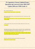 PA Appraisers License Updated Exam &vert; Questions and Answers&vert; Latest 2026&sol; 2027 Update &vert;100 out of 100 &lpar;Grade A&rpar;
