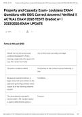 Property and Casualty Exam- Louisiana EXAM Questions with 100&percnt; Correct Answers &vert; Verified &vert;&vert; ACTUAL EXAM 2026 TEST&excl;&excl; Graded A&plus; &vert; 2025&vert;2026 EXAM UPDATE