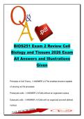 BIOS251 Exam 2 &ndash; 180 Questions & Answers &vert; Cell Biology&comma; Tissues&comma; Membrane Transport Review 2026