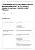 California Motorcycle Safety Program Test Exam Questions and Answers &lpar;Verified Answers&rpar; Updated &lpar;Actual Exam&rpar; 20252026 LATEST VERSION&excl;&excl;