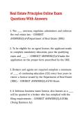 Real Estate Principles Online Exam Questions With Answers