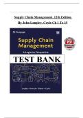 Test Bank&colon; Supply Chain Management 12th Edition by John Langley &vert; New 2026&sol;20267Update &vert; Verified Q&A