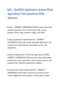 QAL - Qualified Applicator License Plant Agriculture Test Questions With Answers &comma;