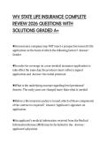 WV STATE LIFE INSURANCE COMPLETE REVIEW 2026 QUESTIONS WITH SOLUTIONS GRADED A&plus;