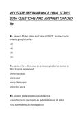 WV STATE LIFE INSURANCE FINAL SCRIPT 2026 QUESTIONS AND ANSWERS GRADED A&plus;