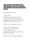 NSG3160 HEALTH ASSESSMENT FINAL PREPARATION SHEET 2026 QUESTIONS AND VERIFIED SOLUTIONS GUARANTEED TO PASS
