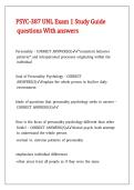 PSYC-387 UNL Exam 1 Study Guide questions With answers &comma;