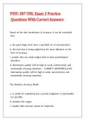 PSYC-387 UNL Exam 2 Practice Questions With Correct Answers